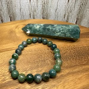 Moss Agate - 8mm beaded bracelet